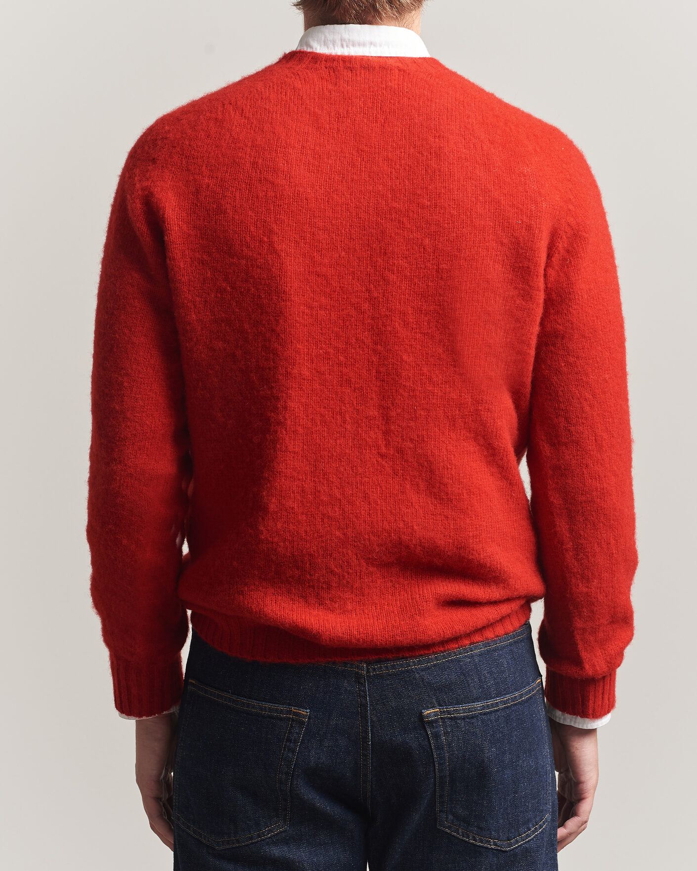 Herren | Pullover | Harley Of Scotland | Brushed Supersoft Lambswool Crewneck Cardinal