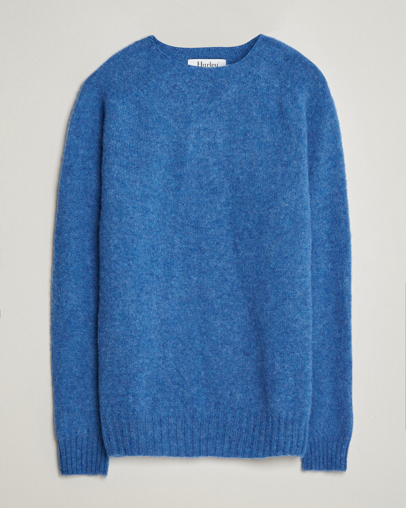 Herren | Pullover | Harley Of Scotland | Brushed Supersoft Lambswool Crewneck Cobalt