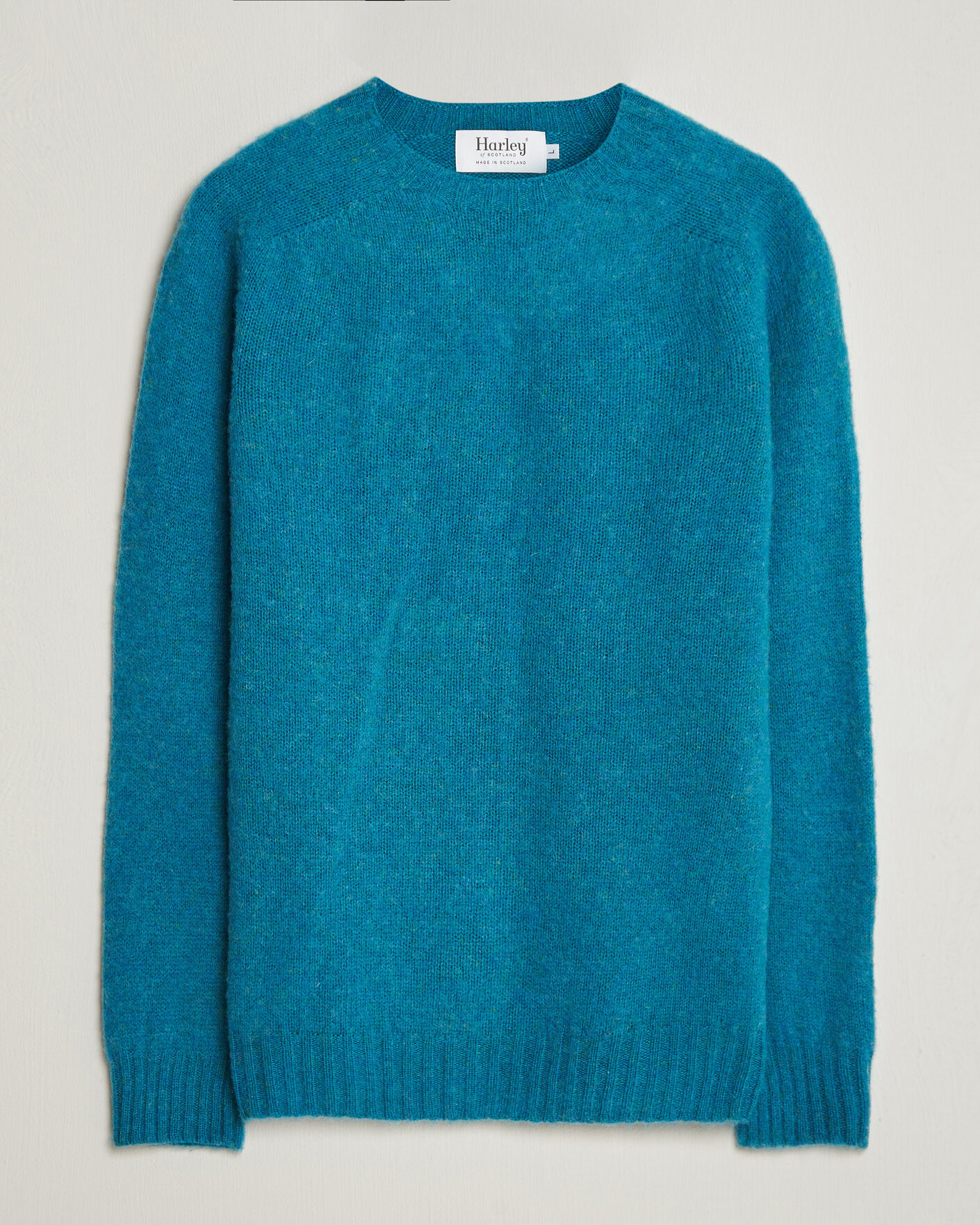 Herren | Pullover | Harley Of Scotland | Brushed Supersoft Lambswool Crewneck Gulfstream