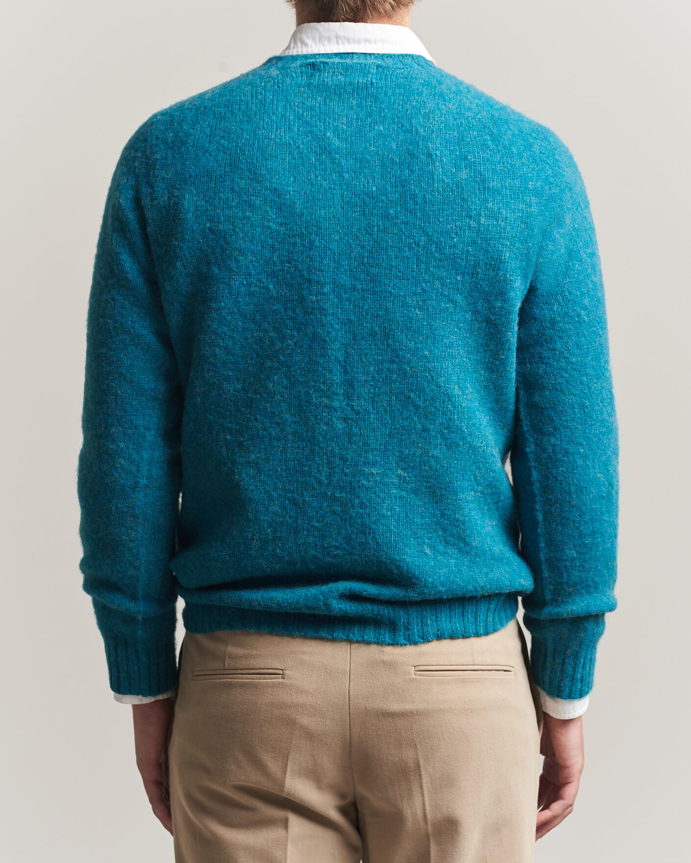Herren | Pullover | Harley Of Scotland | Brushed Supersoft Lambswool Crewneck Gulfstream