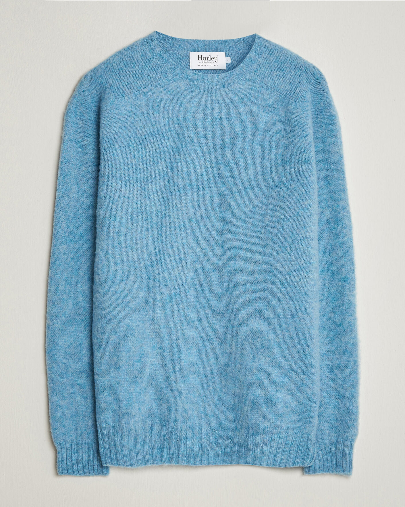 Herren | Pullover | Harley Of Scotland | Brushed Supersoft Lambswool Crewneck Loch Blue