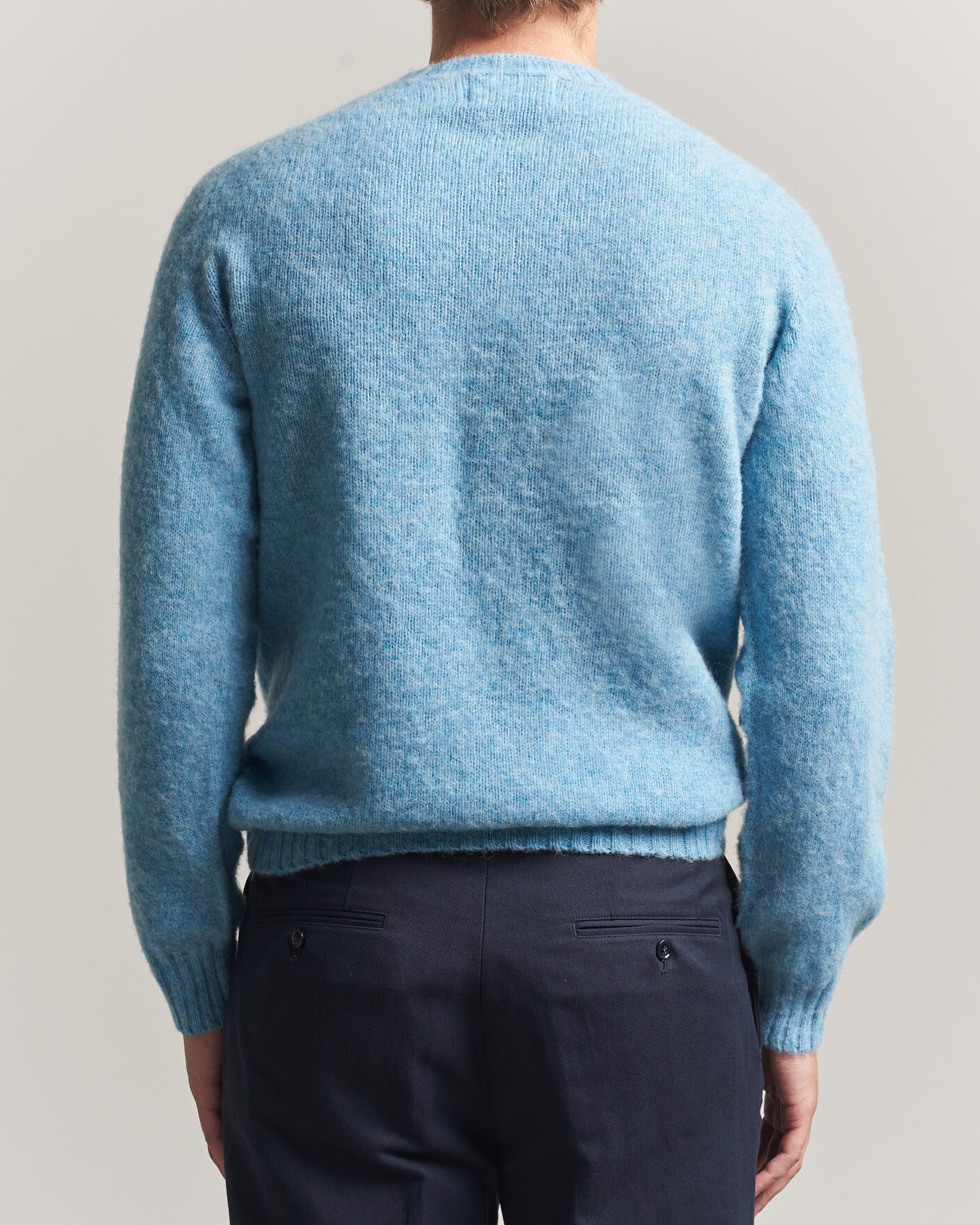 Herren | Pullover | Harley Of Scotland | Brushed Supersoft Lambswool Crewneck Loch Blue