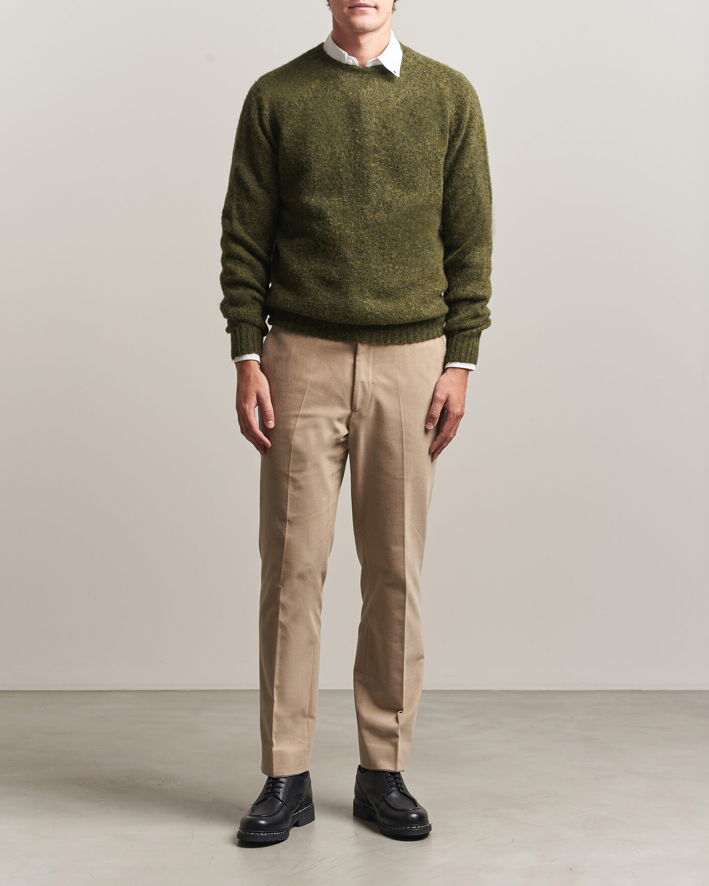 Herren | Pullover | Harley Of Scotland | Brushed Supersoft Lambswool Crewneck Scots Pine
