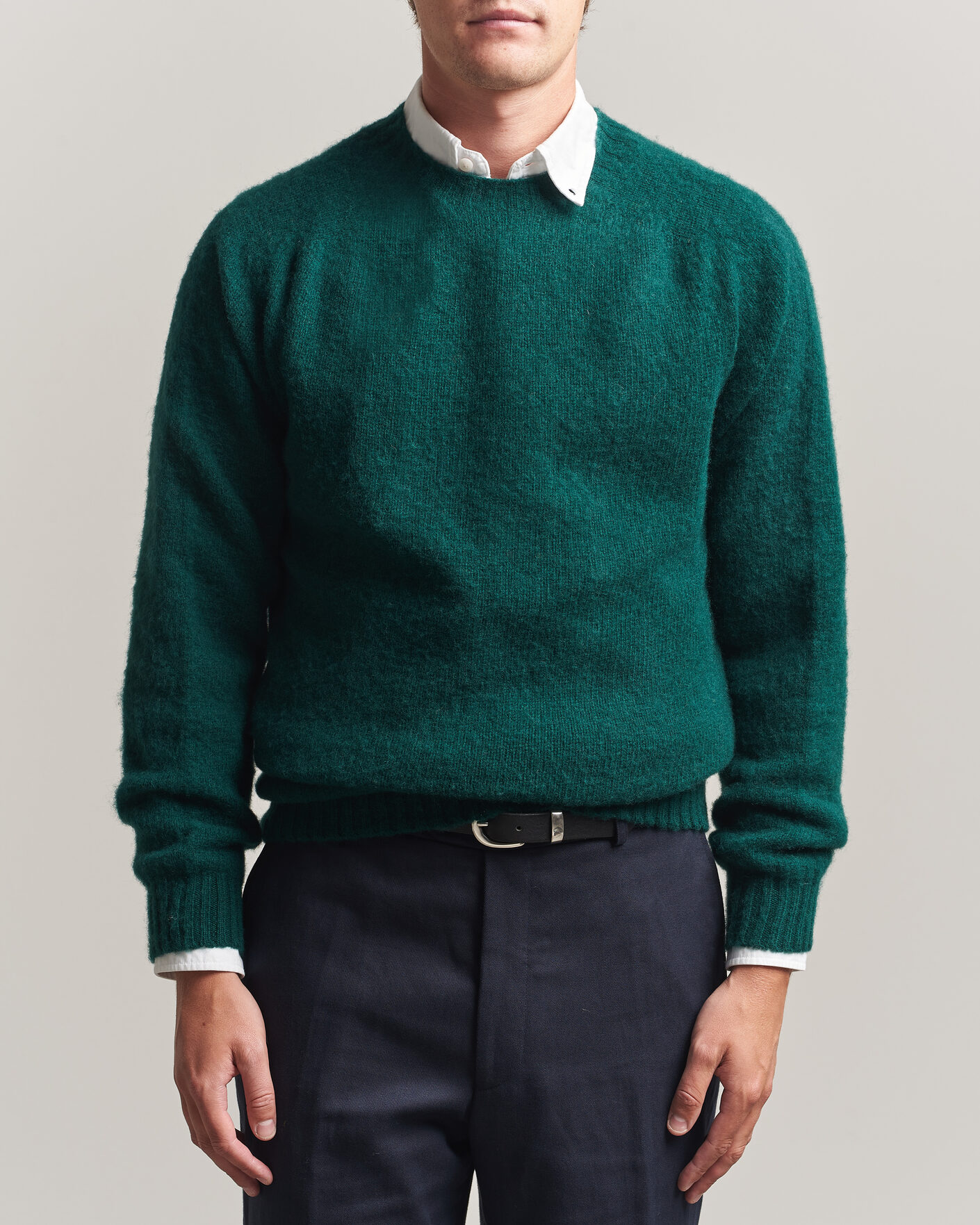 Herren | Pullover | Harley Of Scotland | Brushed Supersoft Lambswool Crewneck Tartan