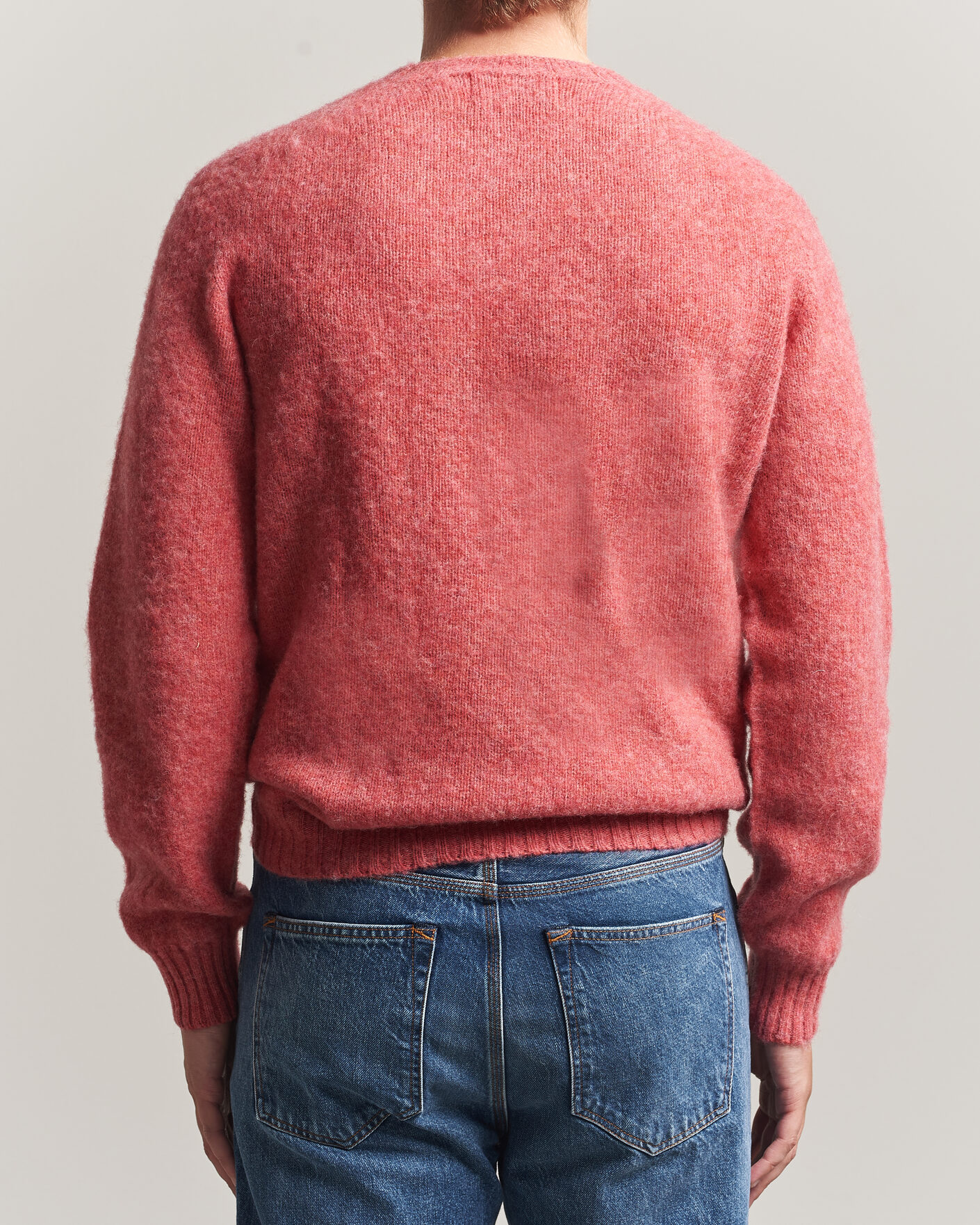 Herren | Pullover | Harley Of Scotland | Brushed Supersoft Lambswool Crewneck Tea Rose