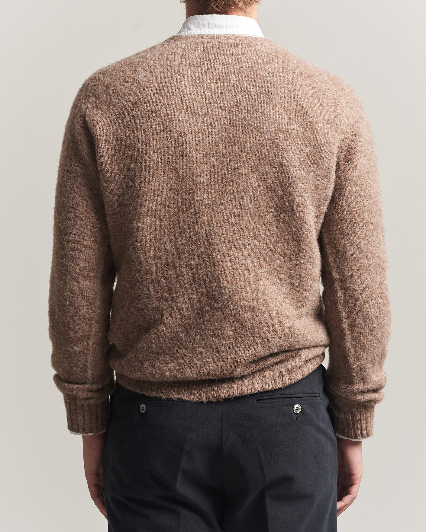Herren | Pullover | Harley Of Scotland | Brushed Supersoft Lambswool Crewneck Tundra