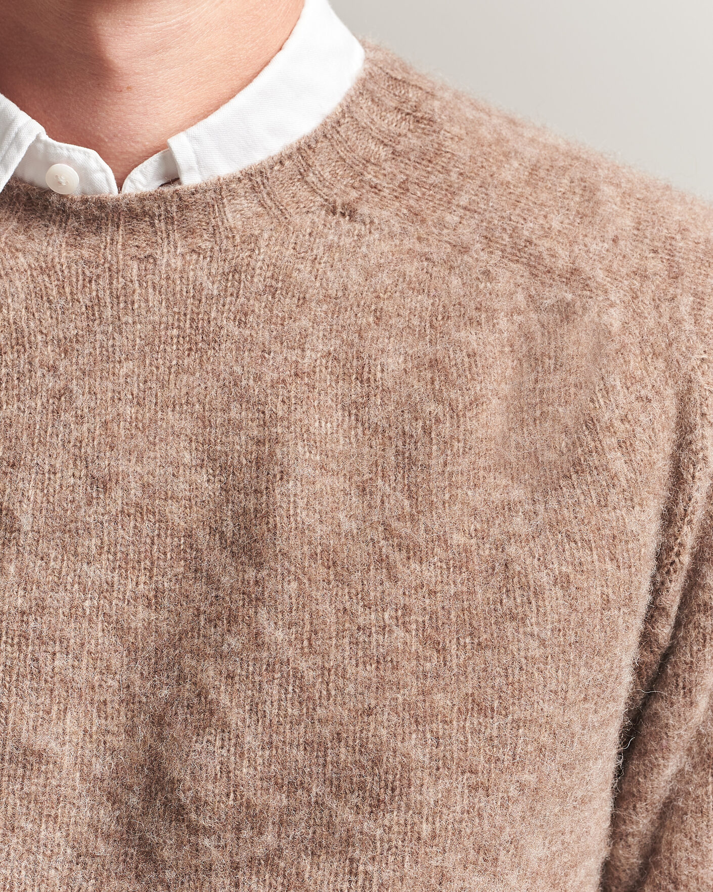 Herren | Pullover | Harley Of Scotland | Brushed Supersoft Lambswool Crewneck Tundra