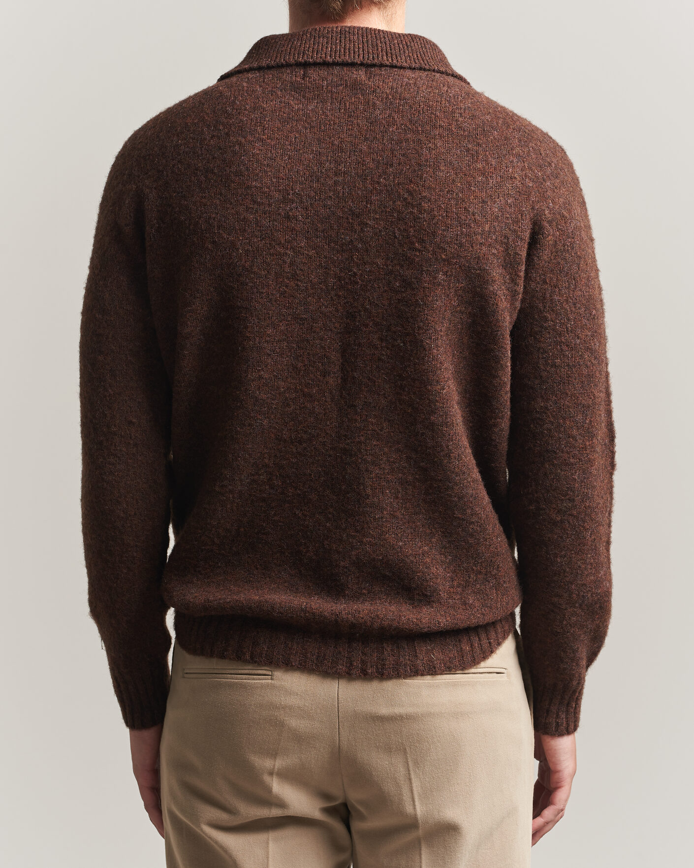 Herren | Pullover | Harley Of Scotland | Brushed Supersoft Lambswool Polo Marron