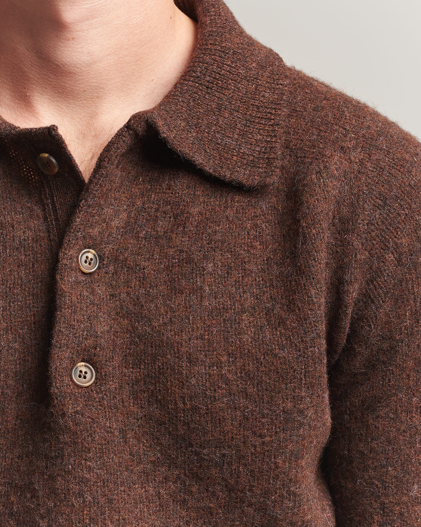 Herren | Pullover | Harley Of Scotland | Brushed Supersoft Lambswool Polo Marron