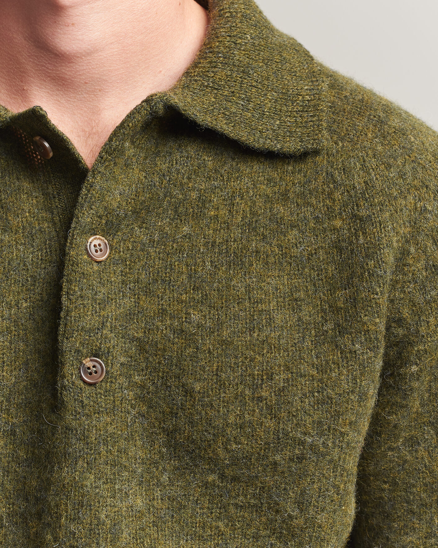Herren | Pullover | Harley Of Scotland | Brushed Supersoft Lambswool Polo Scots Pine