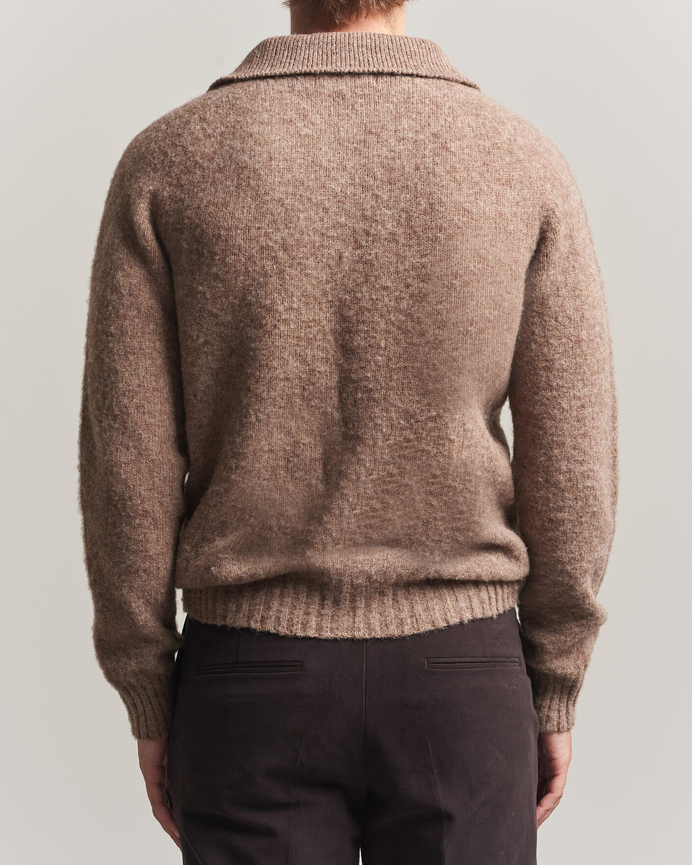 Herren | Pullover | Harley Of Scotland | Brushed Supersoft Lambswool Polo Tundra