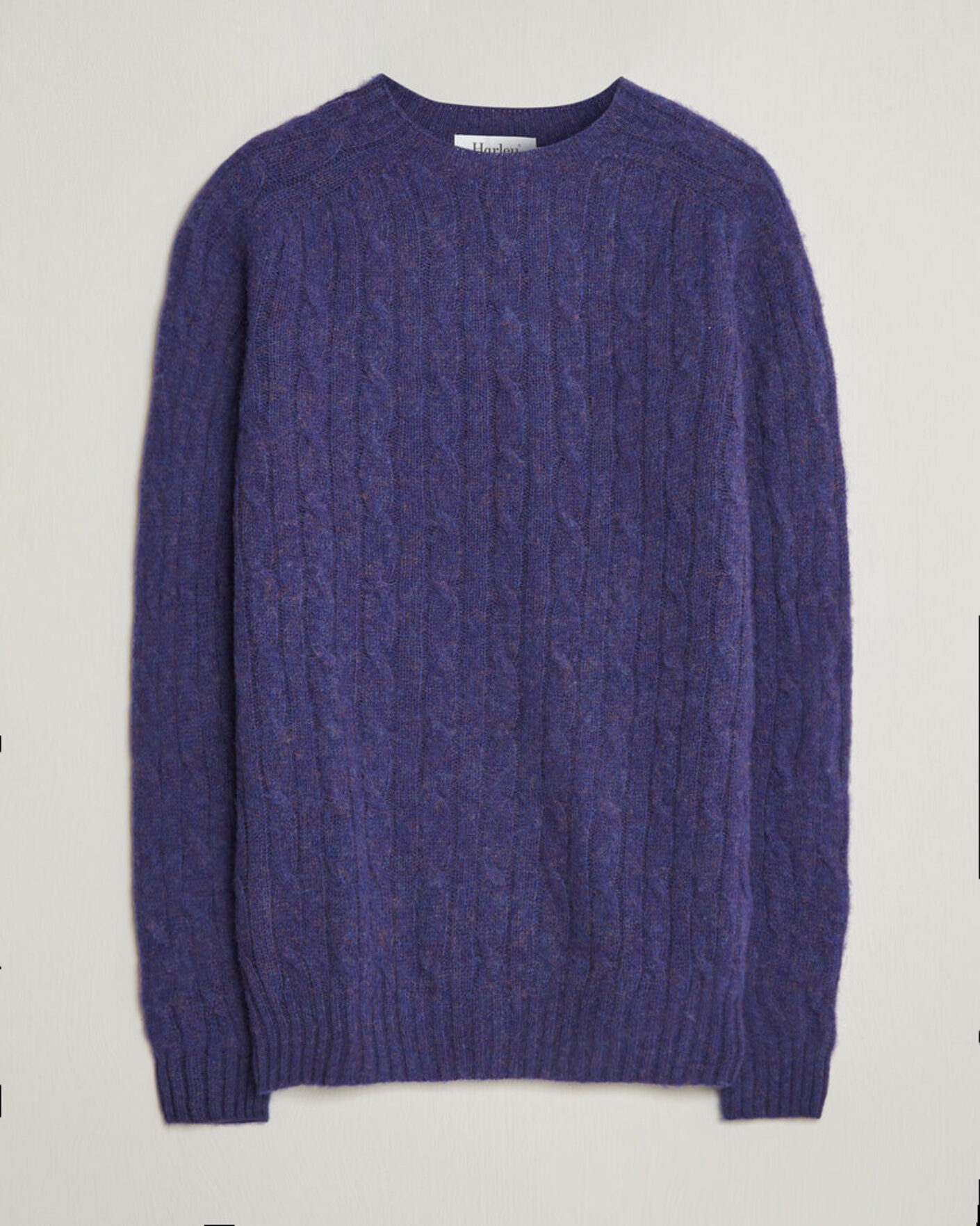 Herren | Pullover | Harley Of Scotland | Brushed Supersoft Lambswool Cable Iris