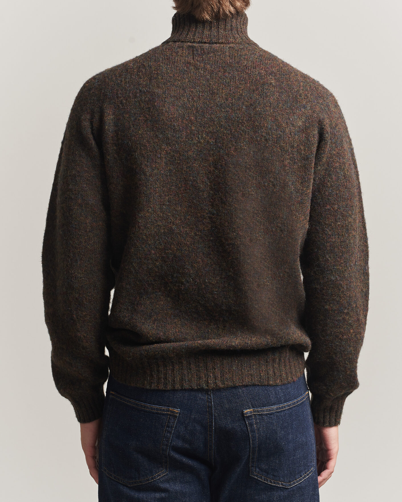 Herren | Pullover | Harley Of Scotland | Brushed Supersoft Lambswool Rollneck Carob