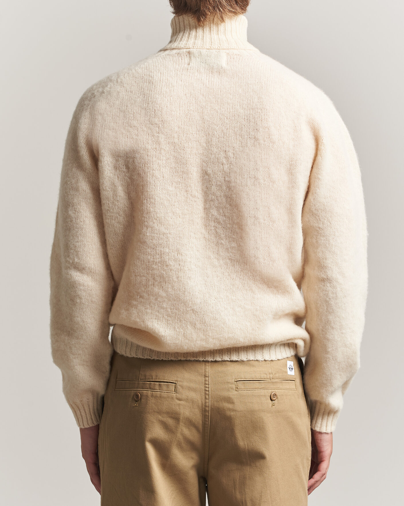 Herren | Pullover | Harley Of Scotland | Brushed Supersoft Lambswool Rollneck Vanilla