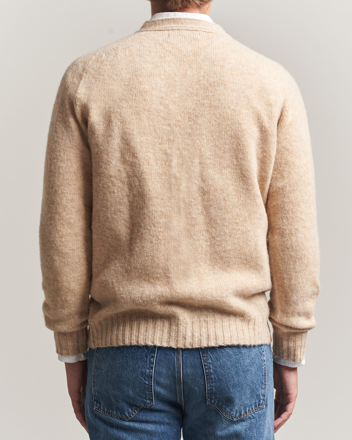 Herren | Pullover | Harley Of Scotland | Brushed Supersoft Lambswool Cardigan Calico