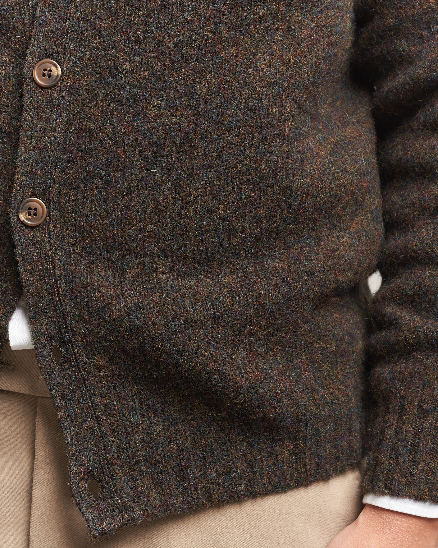 Herren | Pullover | Harley Of Scotland | Brushed Supersoft Lambswool Cardigan Carob