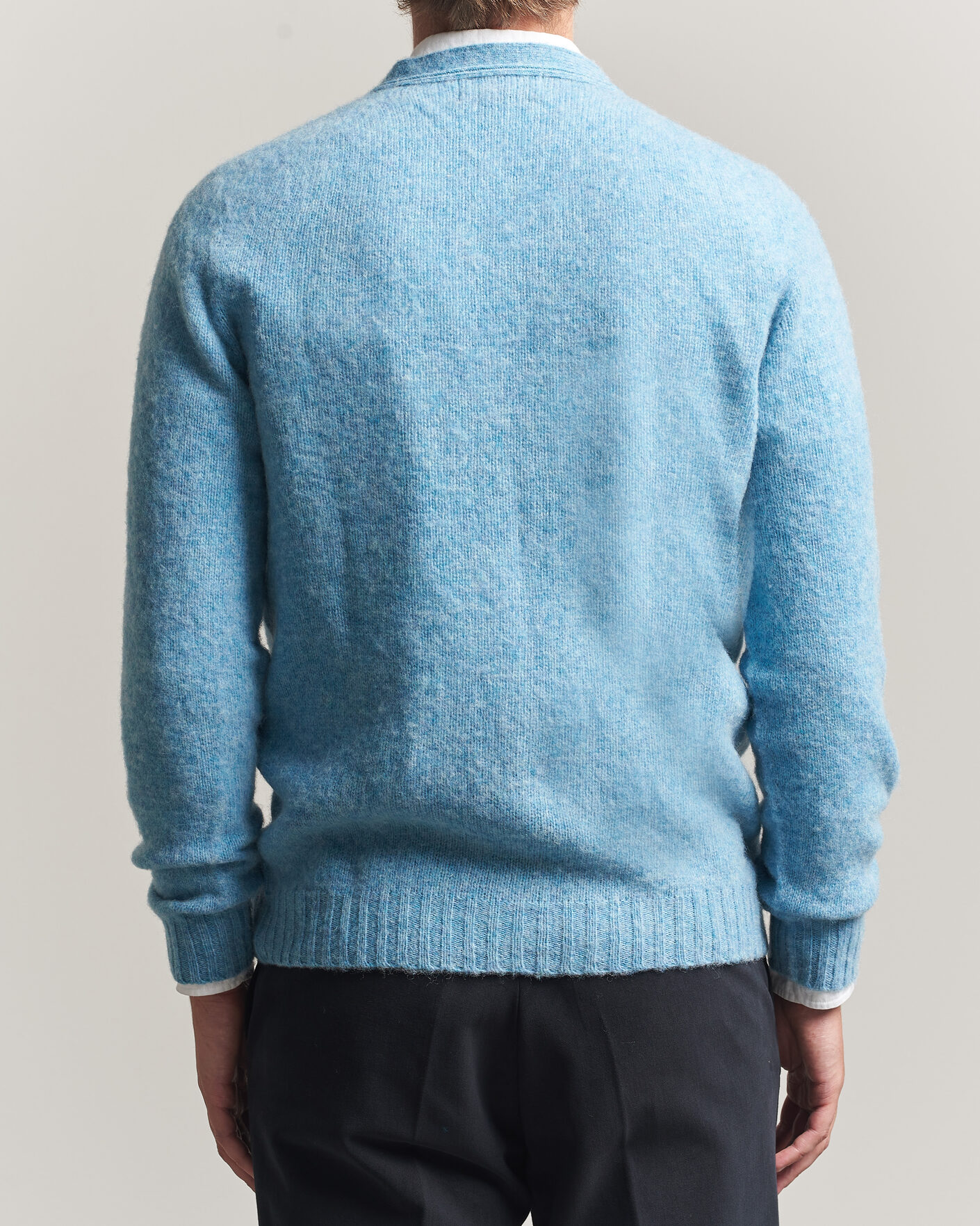 Herren | Pullover | Harley Of Scotland | Brushed Supersoft Lambswool Cardigan Loch Blue