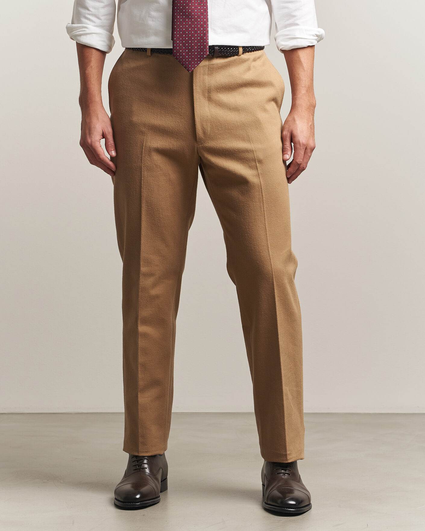 Herren | Hosen | Kamakura Shirts | Brushed Cotton Twill Ivy Trousers Beige