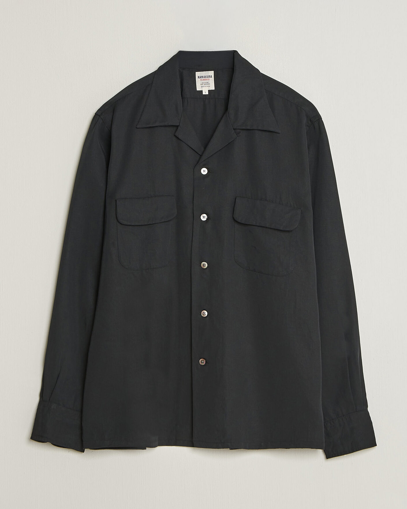 Herren | Hemden | Kamakura Shirts | Vintage Open Collar Shirt Black