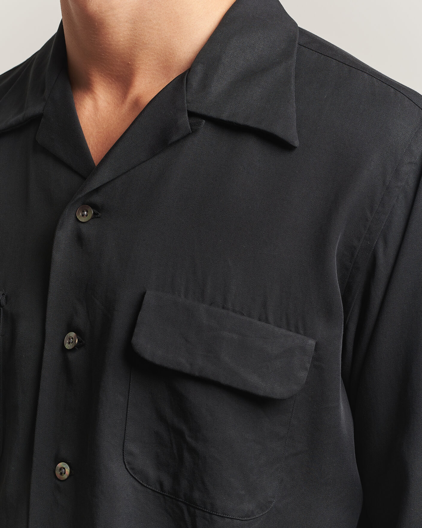 Herren | Hemden | Kamakura Shirts | Vintage Open Collar Shirt Black