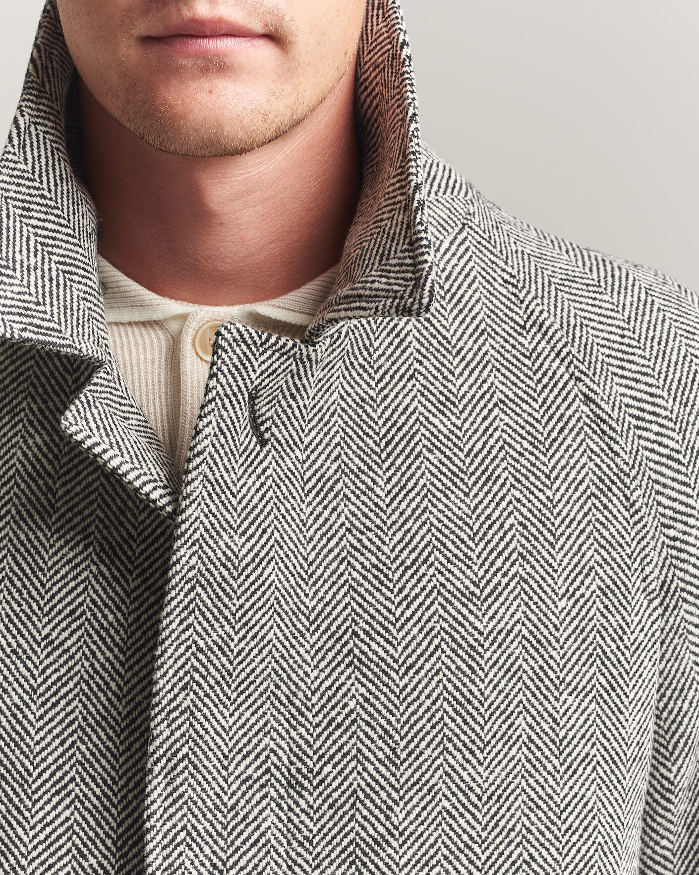 Herren | Jacken | Lardini | Wool Herringbone Raglan Coat Dark Grey