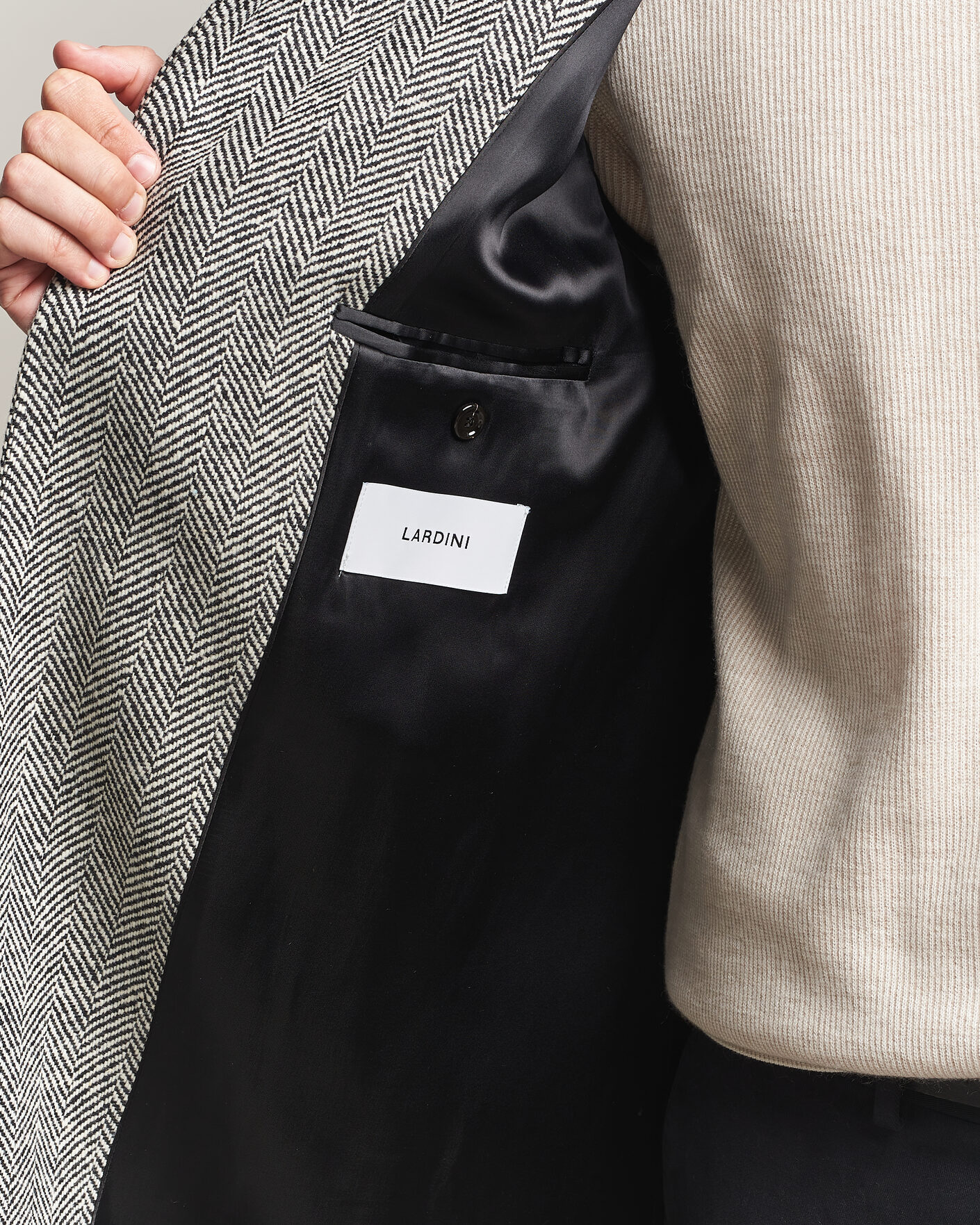 Herren | Jacken | Lardini | Wool Herringbone Raglan Coat Dark Grey