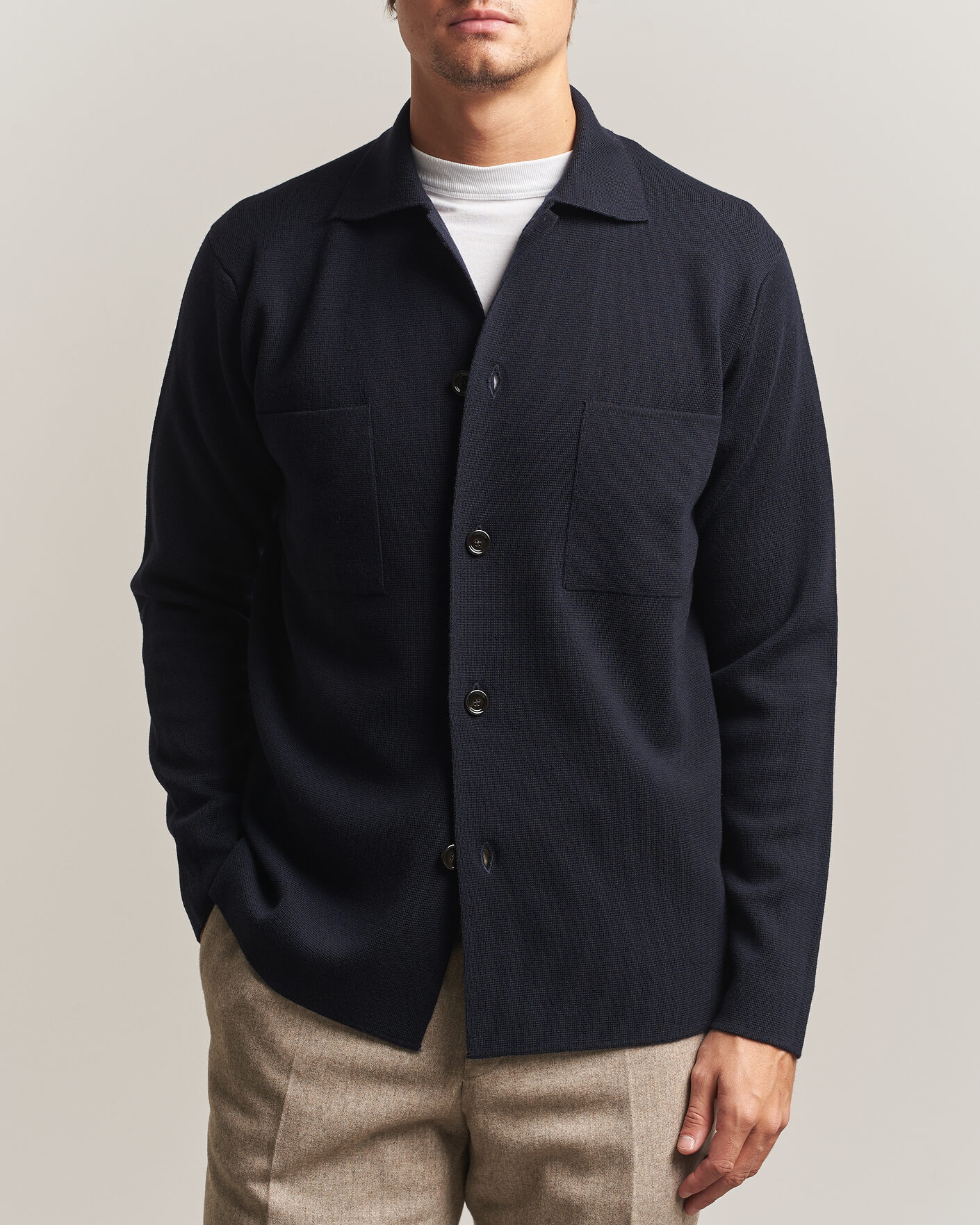 Herren | Hemden | Lardini | Knitted Pocket Overshirt Navy