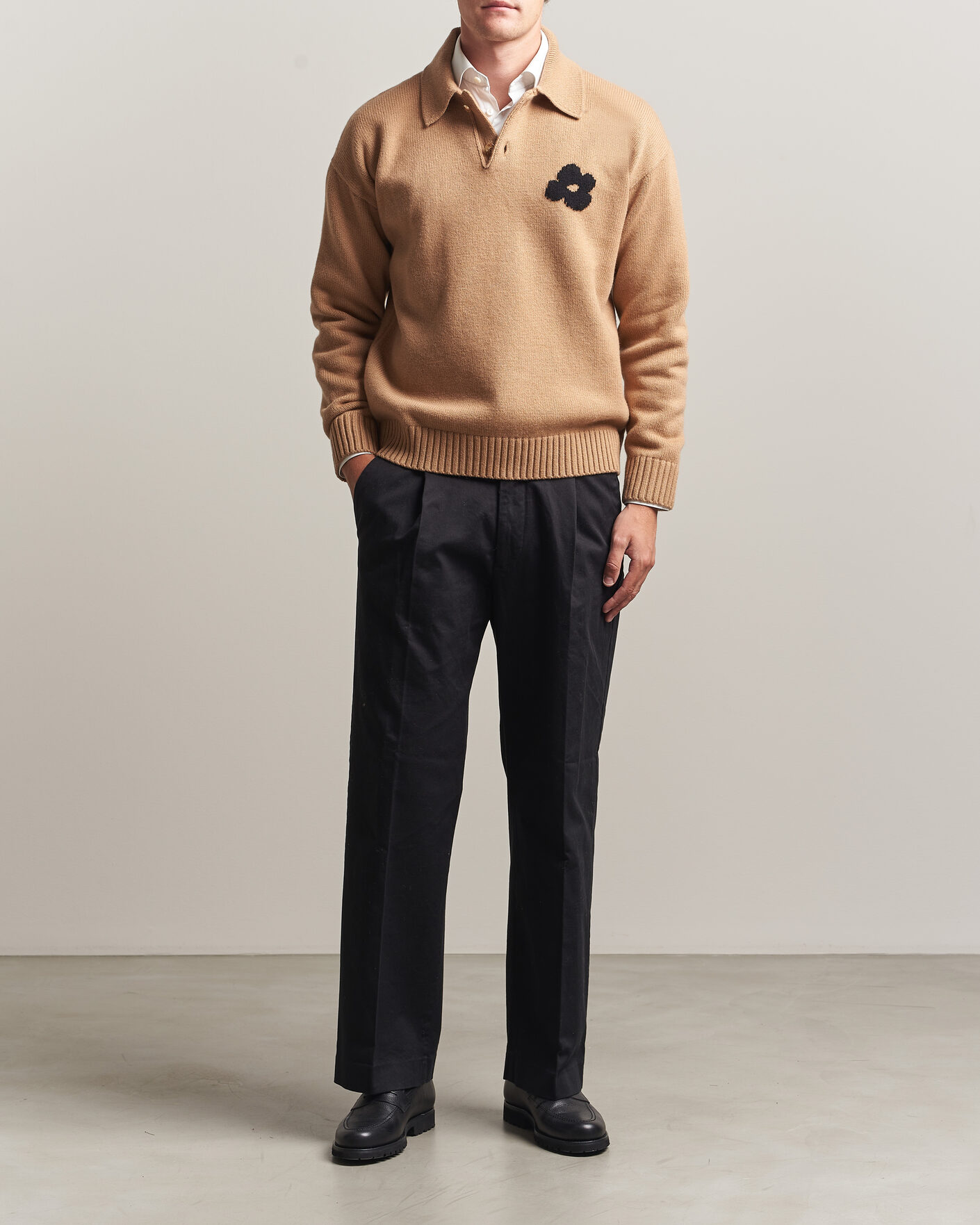 Herren | Pullover | Lardini | Knitted Wool/Cashmere Polo Brown