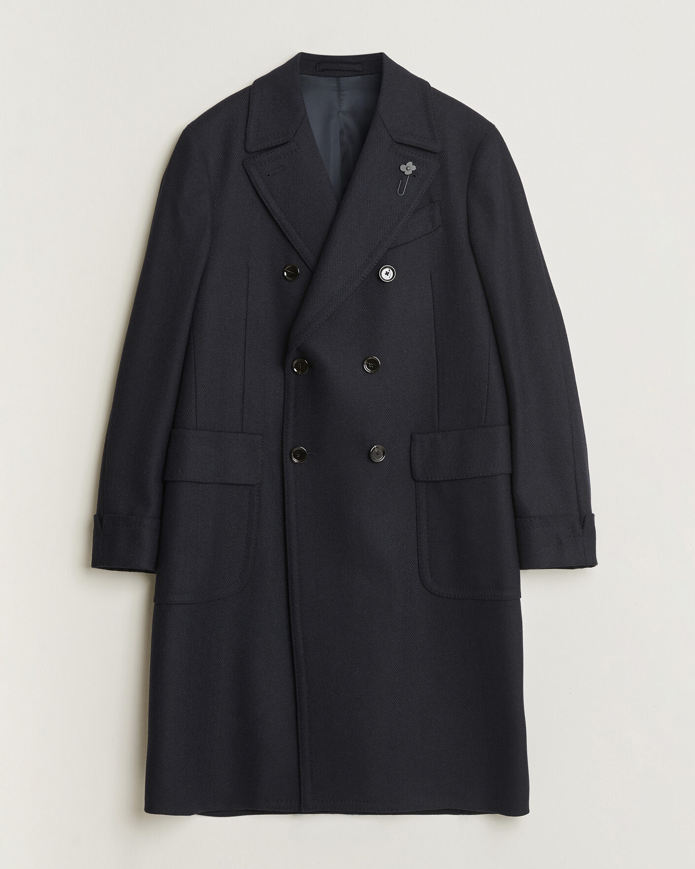Herren | Jacken | Lardini | Ulster Wool/Cashmere Tonal Herringbone Coat Navy