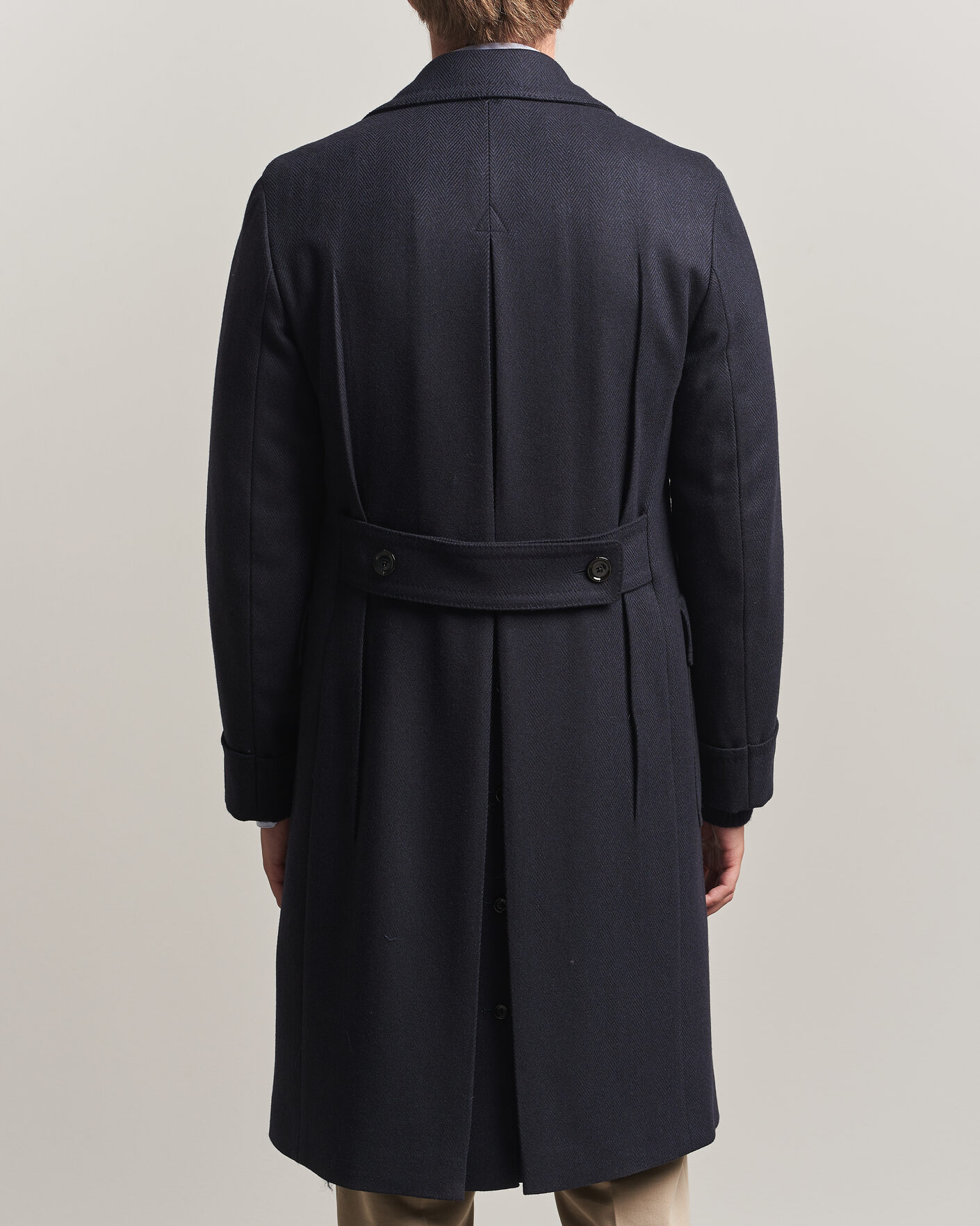 Herren | Jacken | Lardini | Ulster Wool/Cashmere Tonal Herringbone Coat Navy