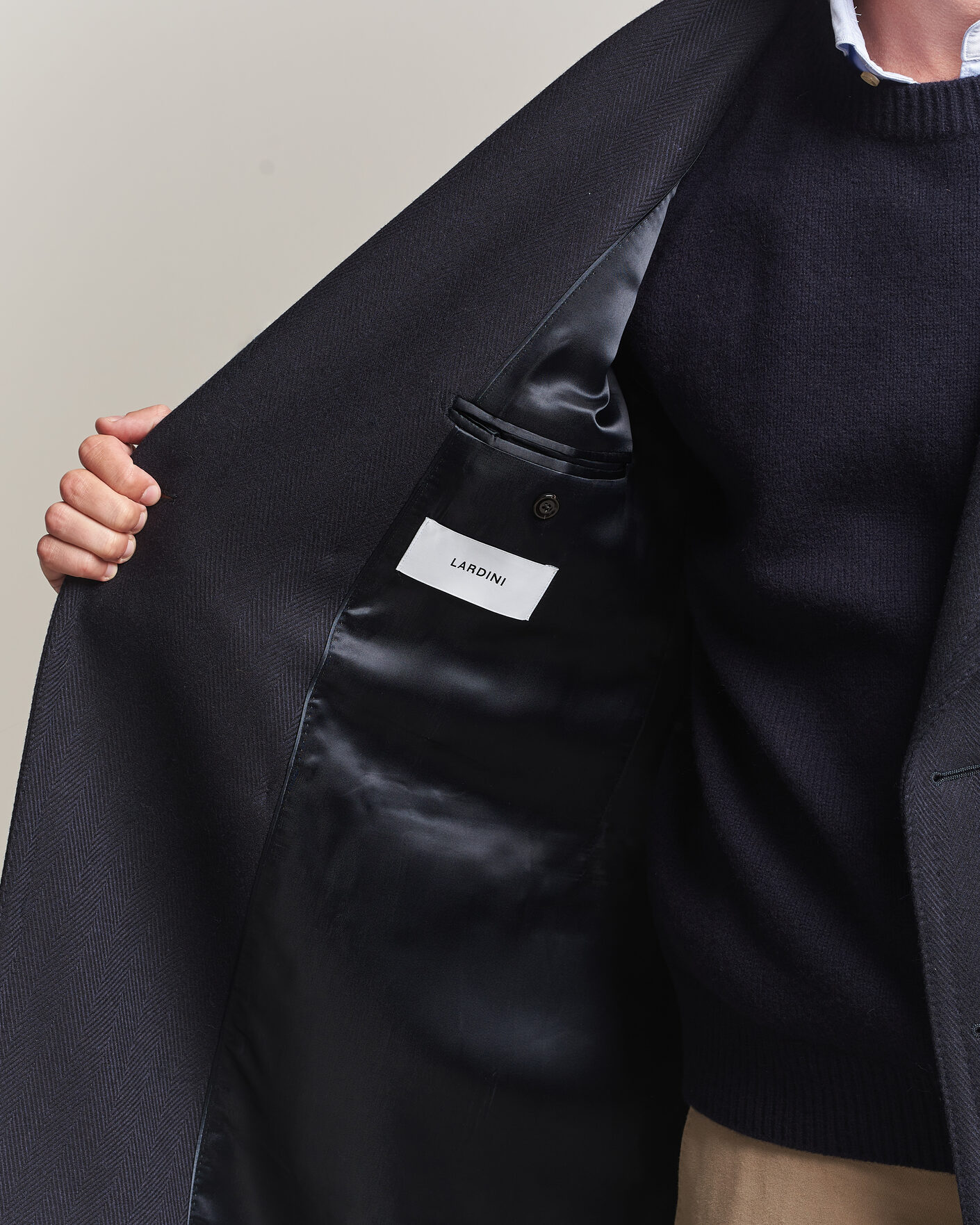 Herren | Jacken | Lardini | Ulster Wool/Cashmere Tonal Herringbone Coat Navy