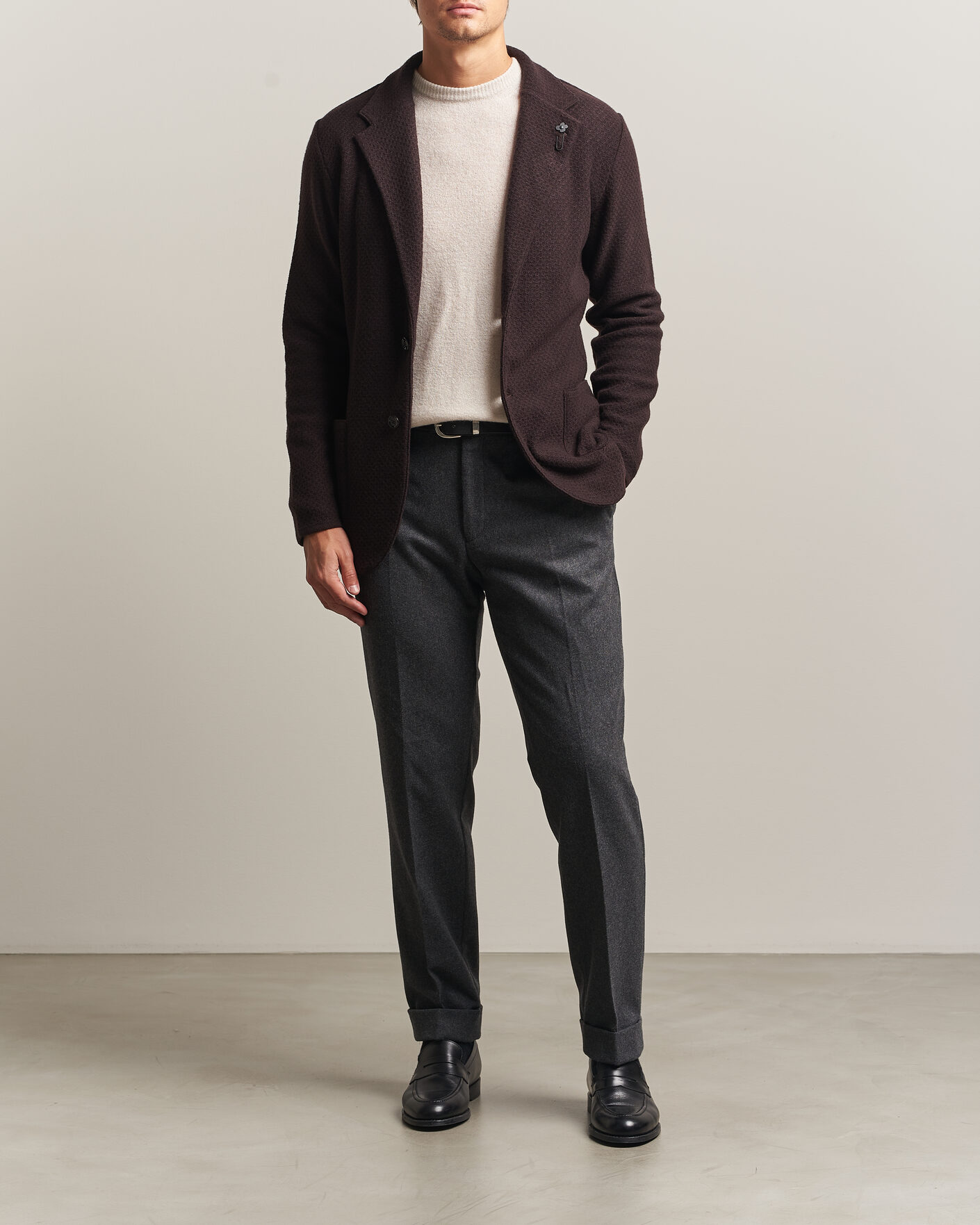 Herren | Sakkos | Lardini | Knitted Structure Wool/Cashmere Blazer Brown