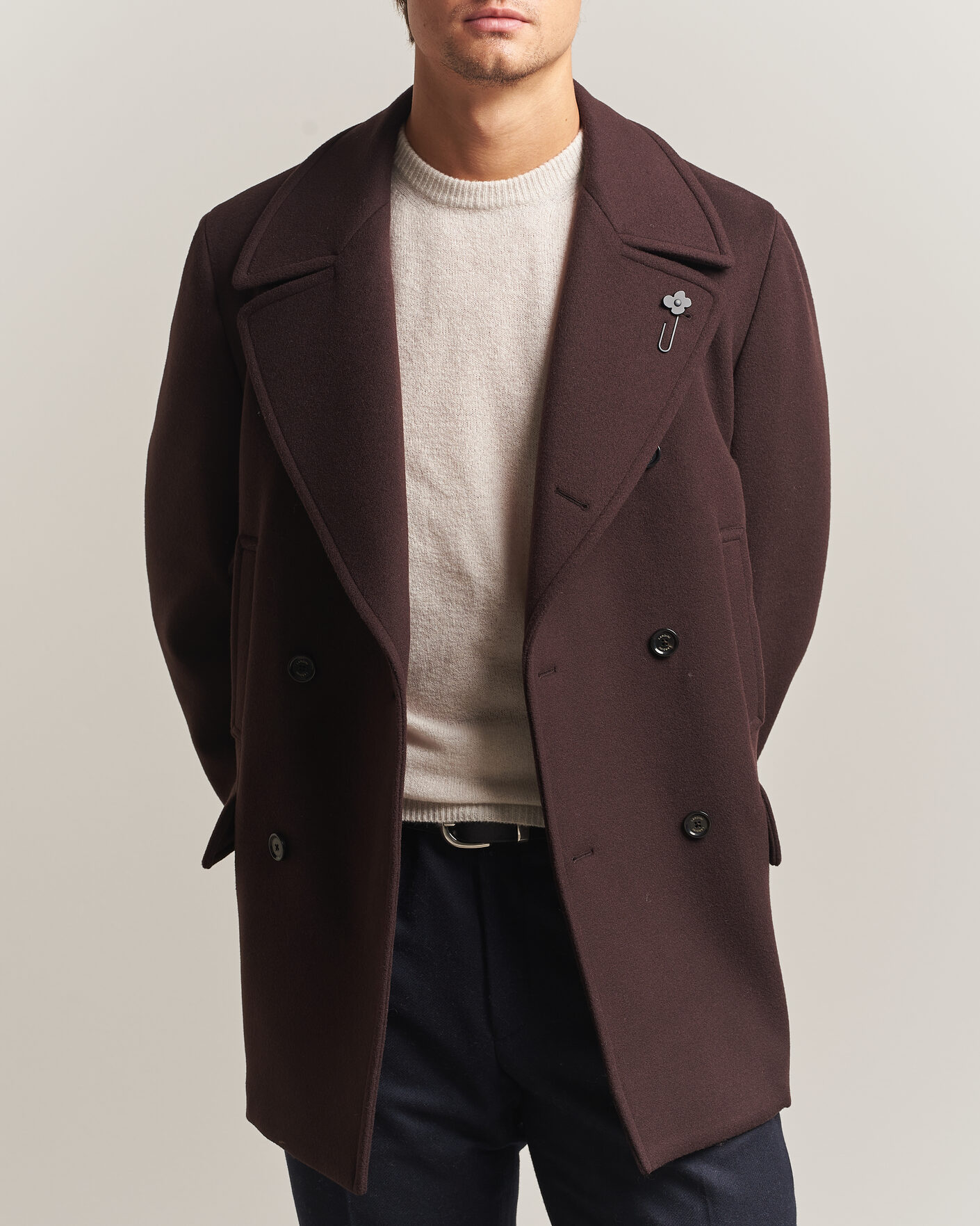 Herren | Jacken | Lardini | Wool Peacoat Brown