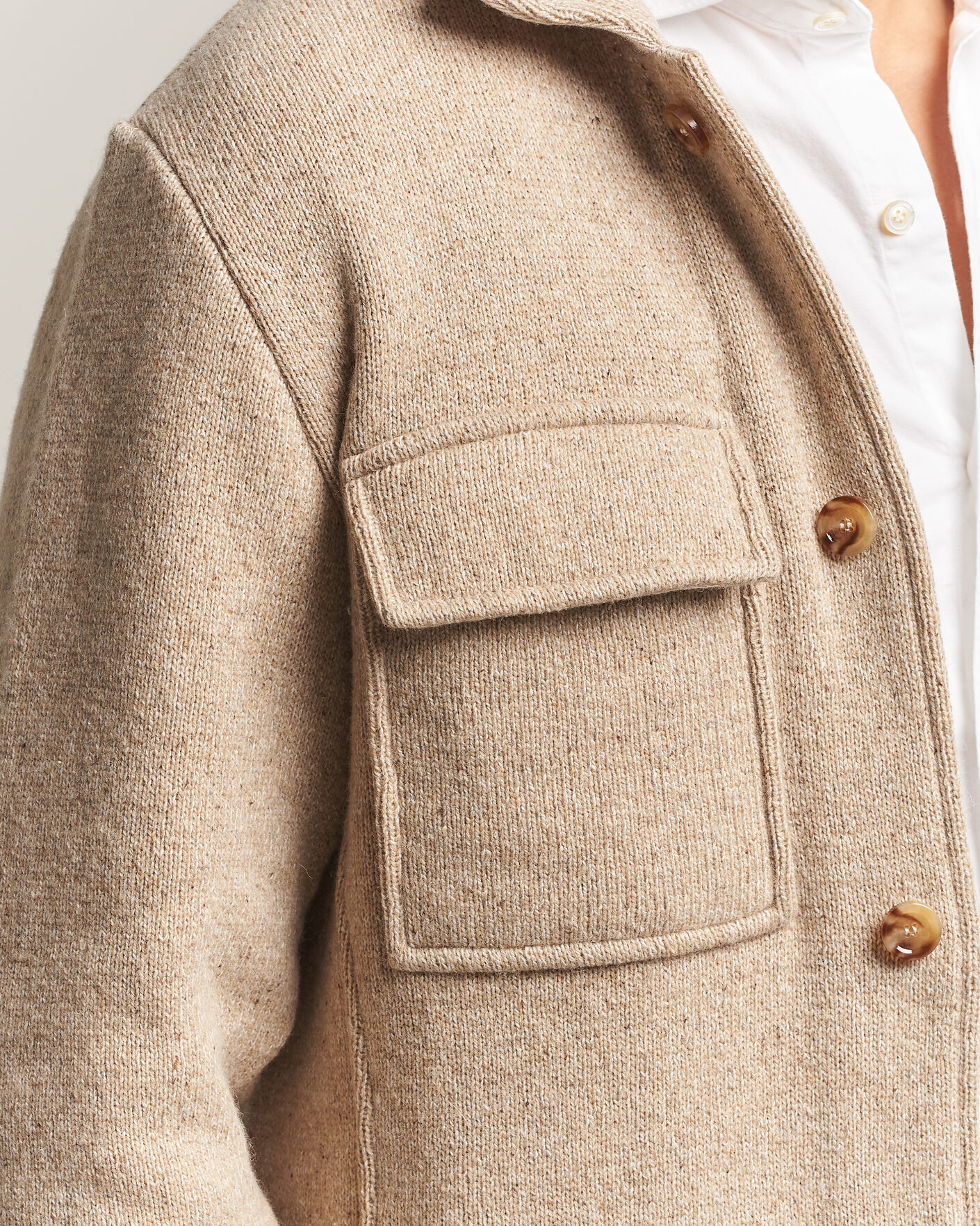 Herren | Pullover | Lardini | Knitted Shirt Jacket Beige