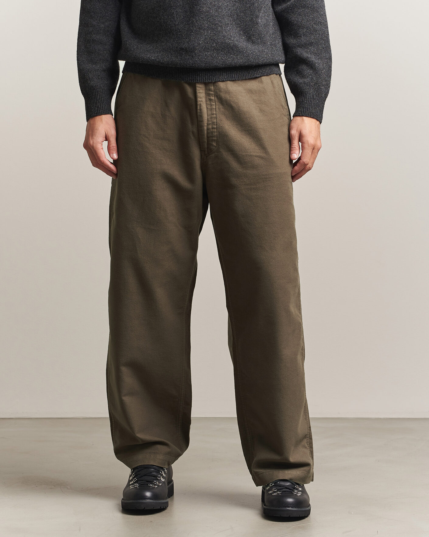 Herren | Hosen | orSlow | Wide Fit New Yorker Brushed Trousers Moss Gray