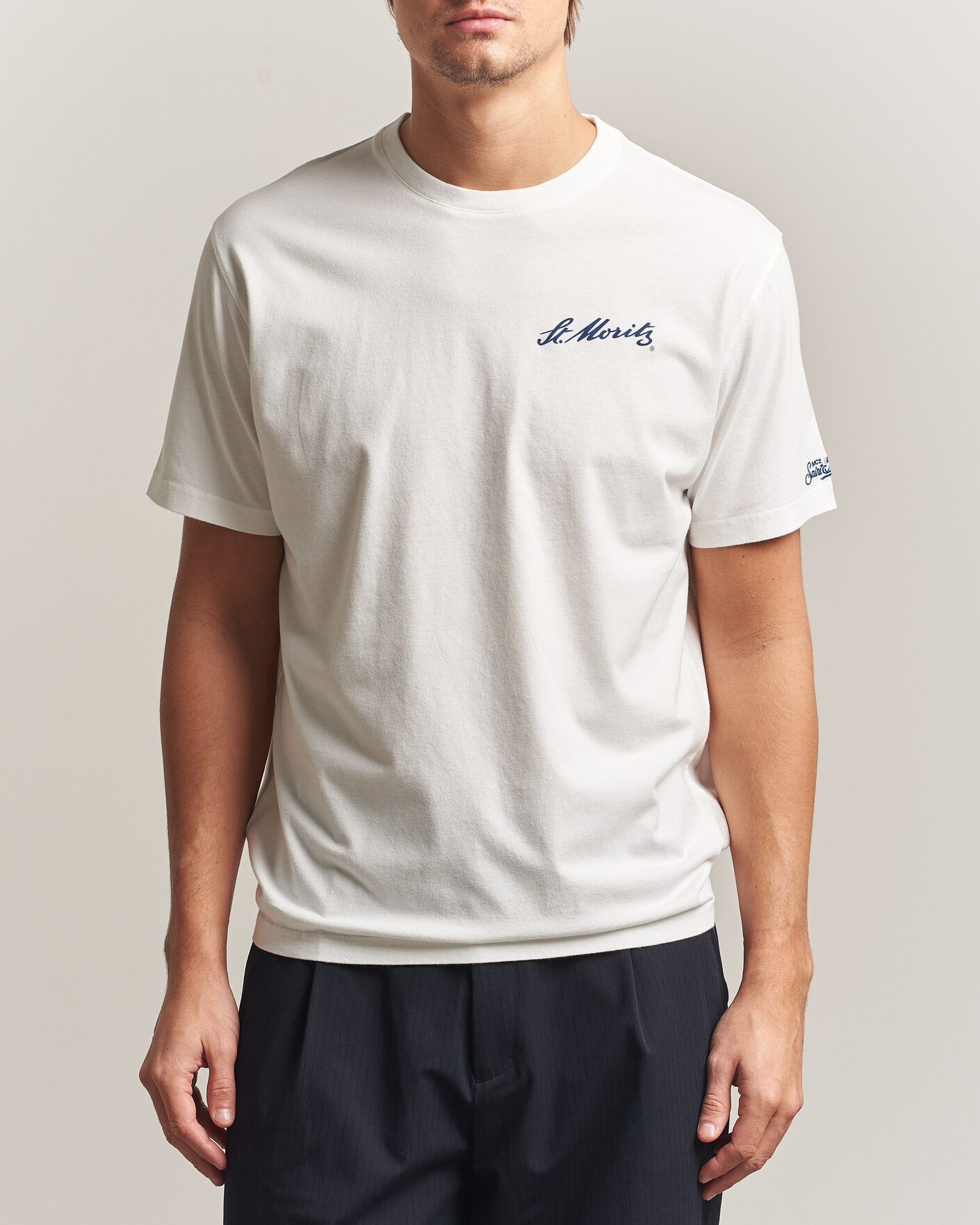 Herren | T-Shirts | MC2 Saint Barth | Back Printed Cotton T-Shirt St Moritz Racing
