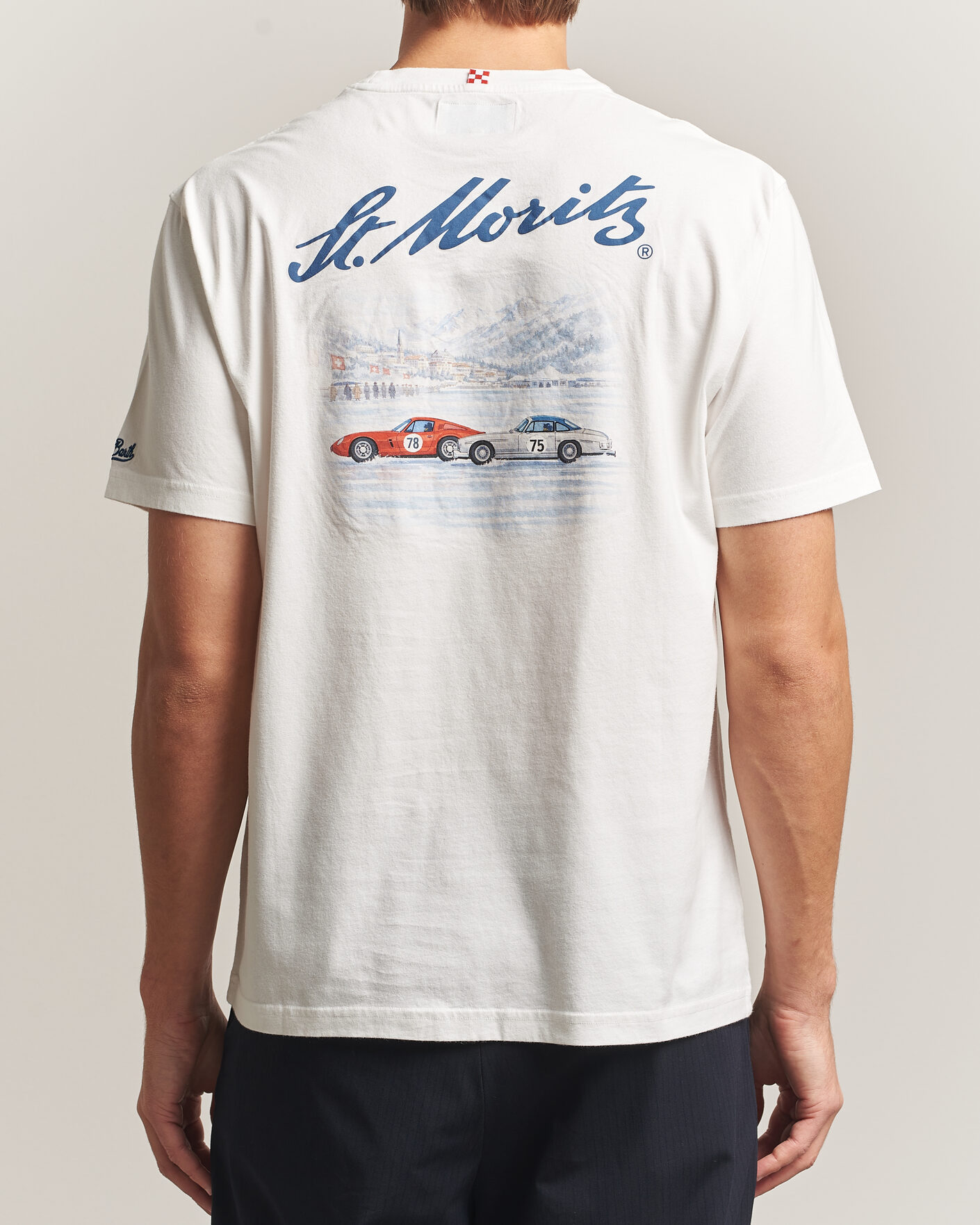 Herren | T-Shirts | MC2 Saint Barth | Back Printed Cotton T-Shirt St Moritz Racing
