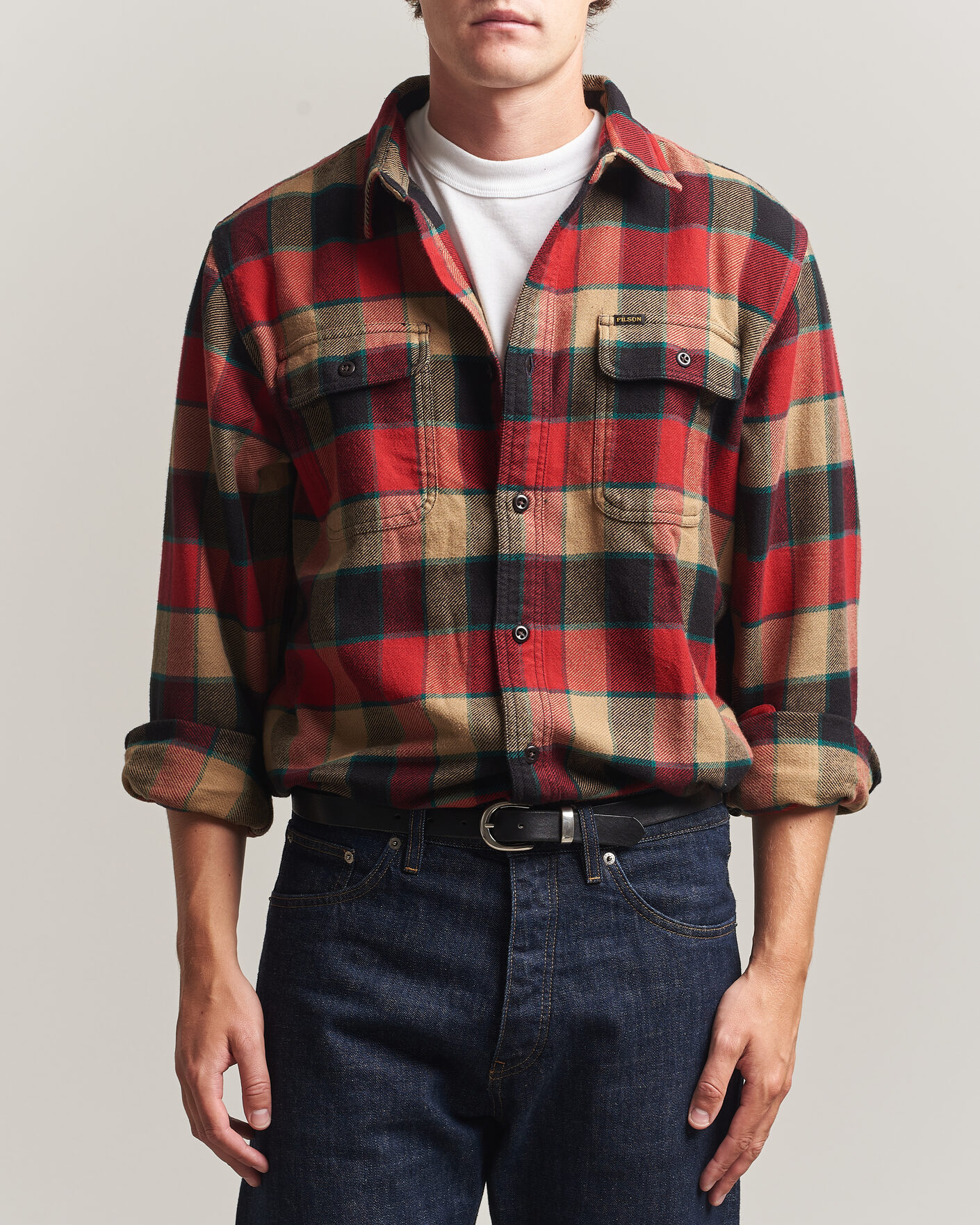 Herren | Hemden | Filson | Vintage Flannel Work Shirt Red/Cream