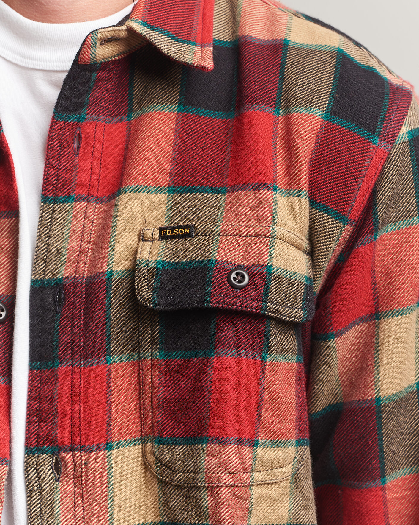 Herren | Hemden | Filson | Vintage Flannel Work Shirt Red/Cream