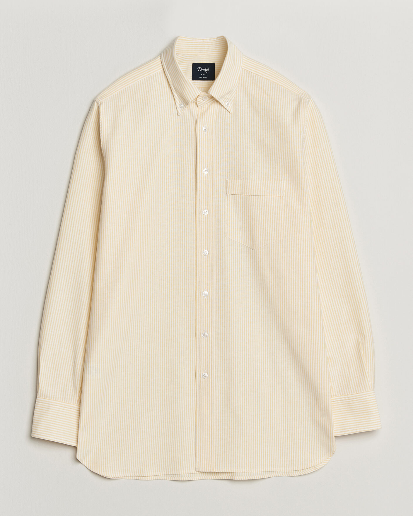 Herren | Hemden | Drake's | Striped Button Down Oxford Shirt Yellow