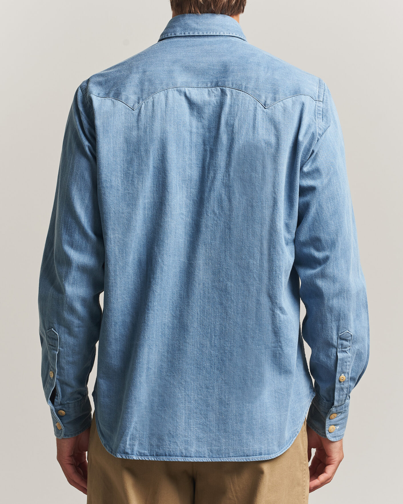 Herren | Hemden | Drake's | Denim Western Shirt Bleached Blue