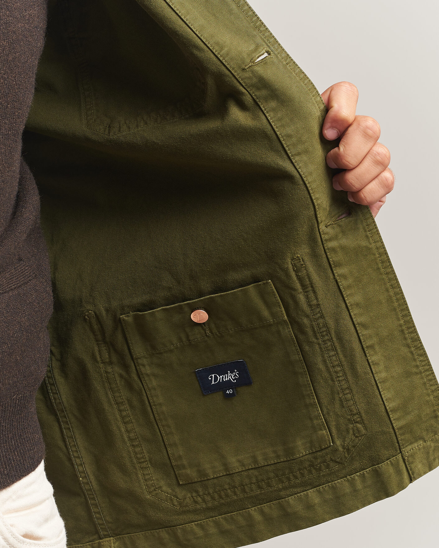Herren | Jacken | Drake's | Duck Cotton Canvas Chore Jacket Olive