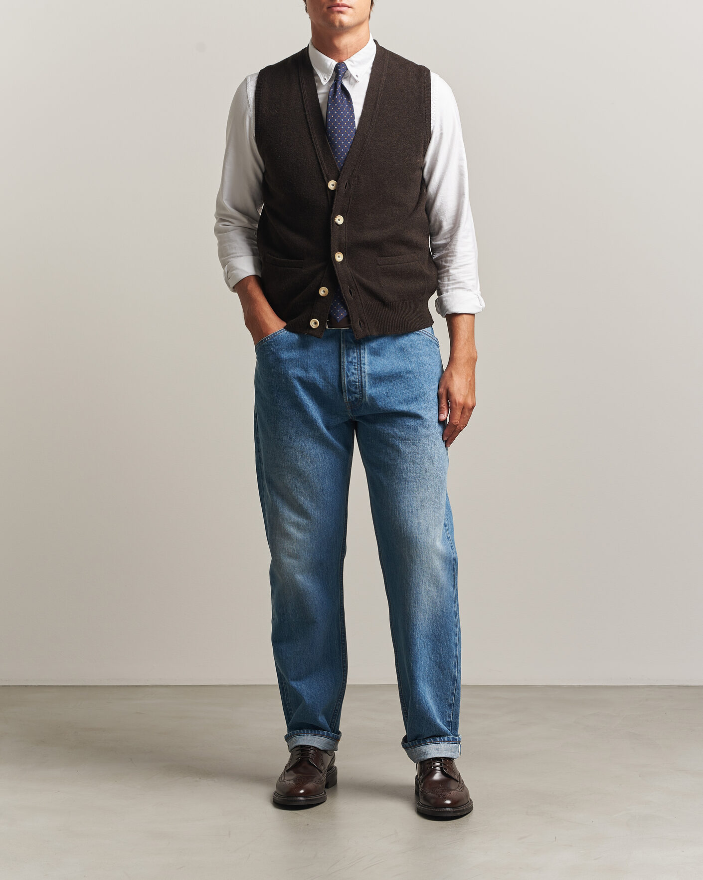 Herren | Jeans | Drake's | 5-Pocket Japanese Selvedge Denim Stone Wash