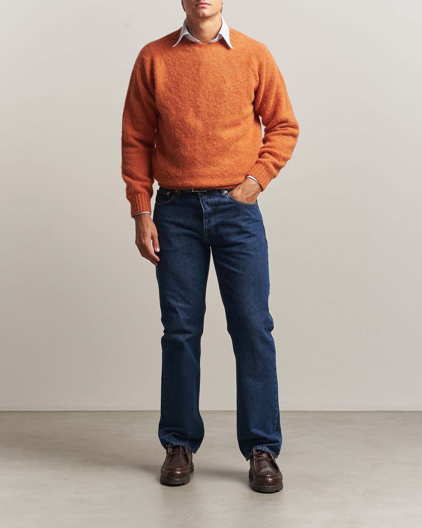 Herren | Pullover | Drake's | Brushed Shetland Crew Orange
