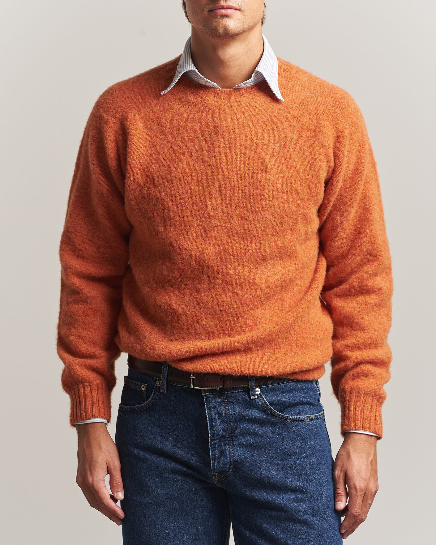 Herren | Pullover | Drake's | Brushed Shetland Crew Orange