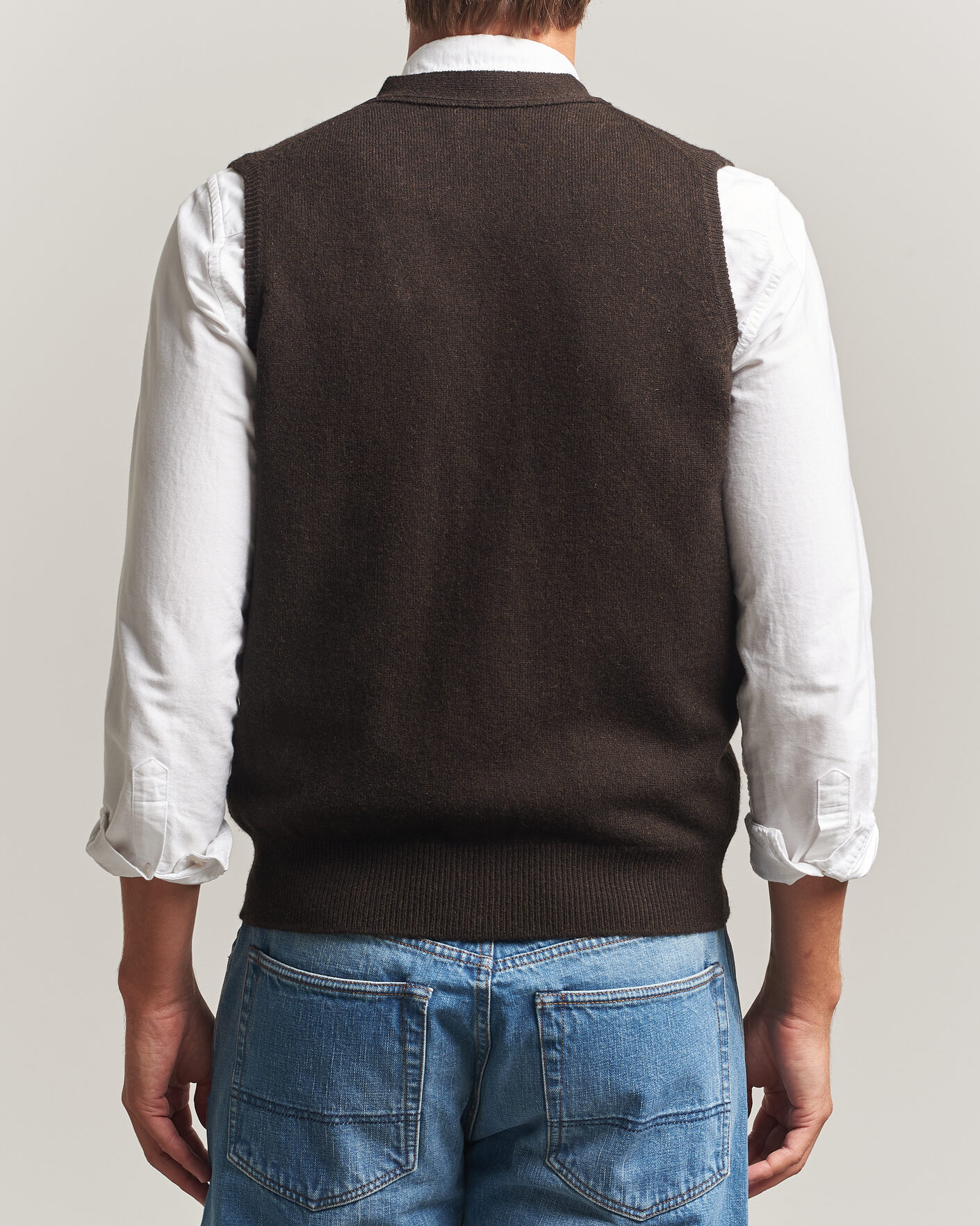 Herren | Pullover | Drake's | Lambswool Vest Cardigan Dark Brown