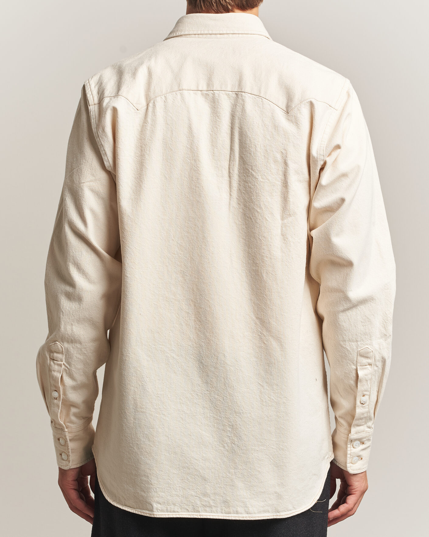 Herren | Hemden | Drake's | Western Denim Shirt Stone Wash Ecru