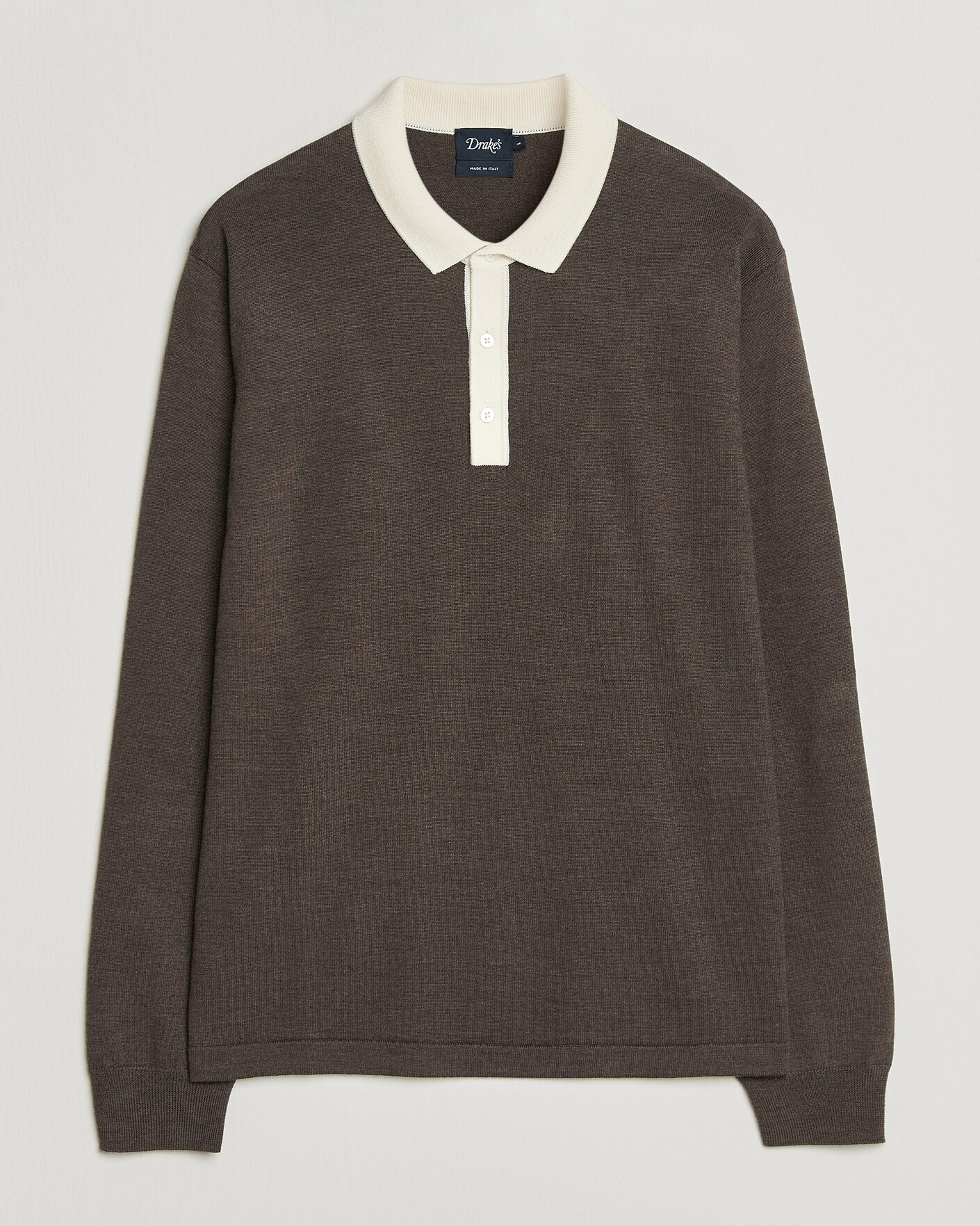 Herren | Pullover | Drake's | Solid Knitted Rugby Brown