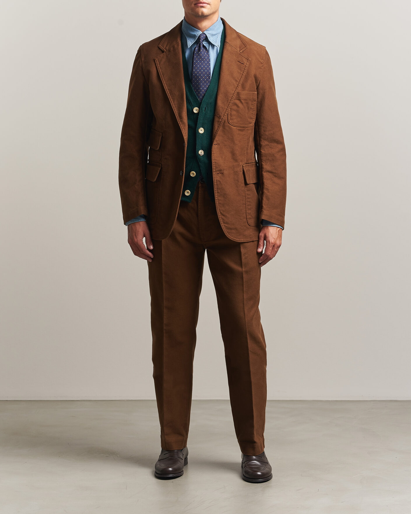 Herren | Hosen | Drake's | MKIV Japanese Moleskin Games Trousers Brown