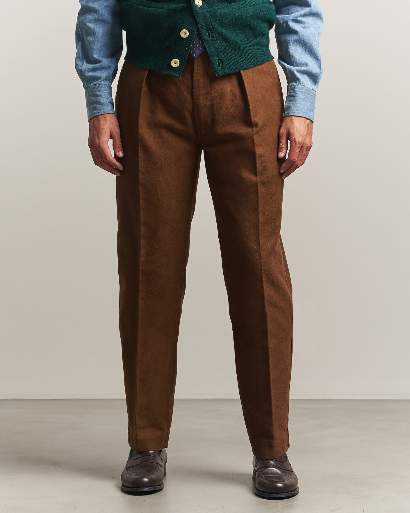 Herren | Hosen | Drake's | MKIV Japanese Moleskin Games Trousers Brown